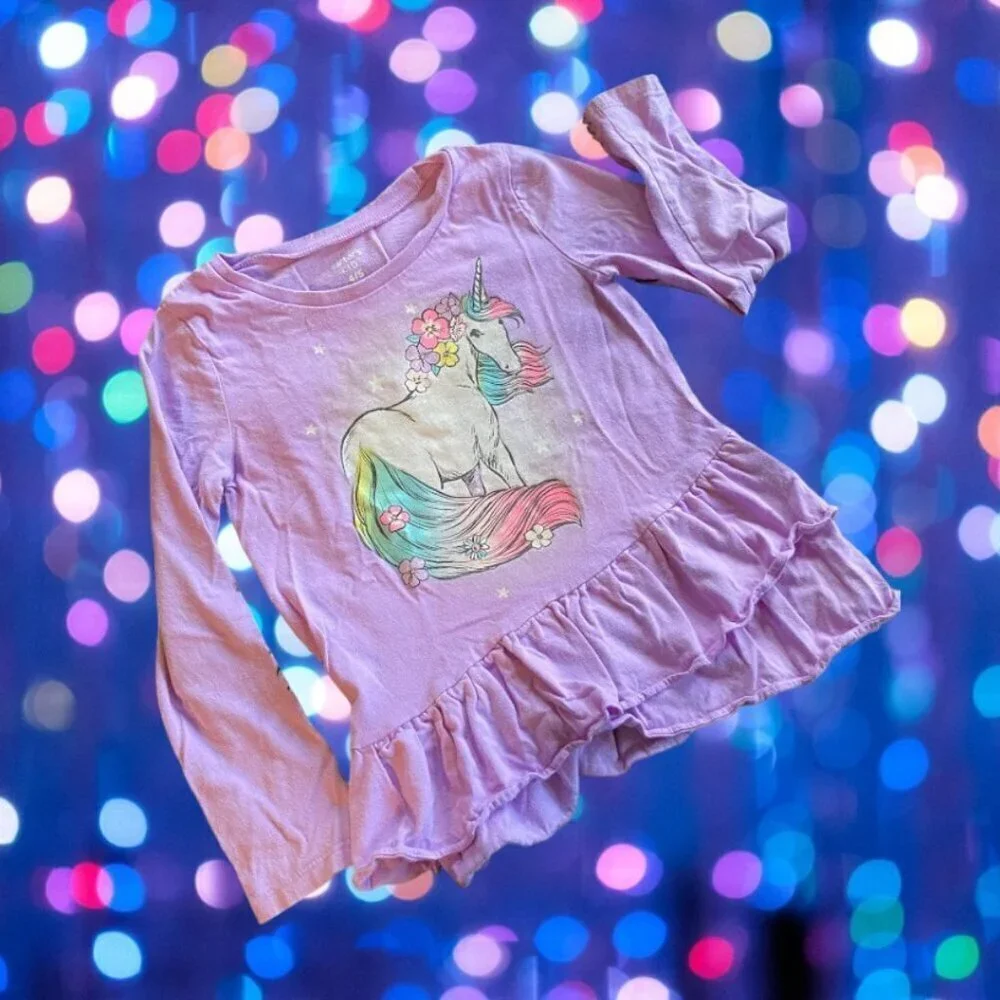 Carter's Floral Unicorn Graphic Tee Long Sleeve